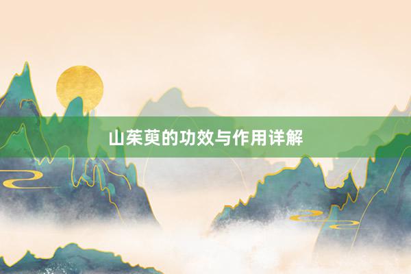 山茱萸的功效与作用详解